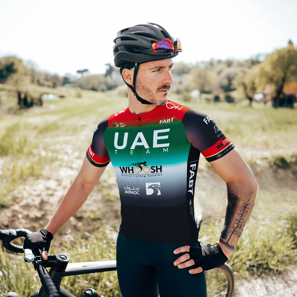Abbigliamento da ciclismo da uomo UAE per uomo Mtb Bicicletta Abbigliamento da Mtb Uomo Bici da strada Pantaloncini con bretelle Set di abbigliamento sportivo da uomo Giacca Abbigliamento da ciclismo