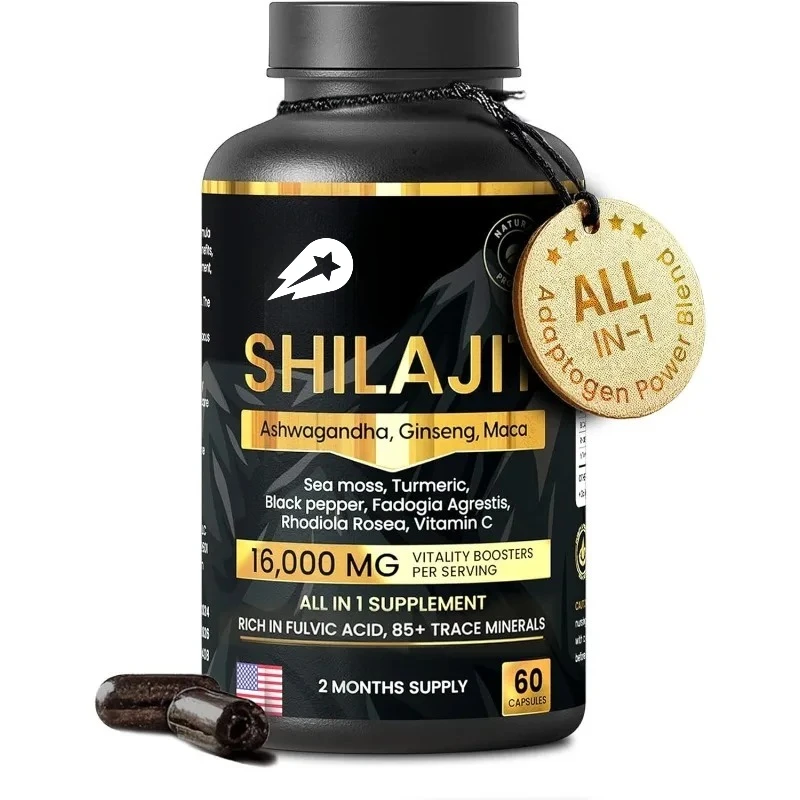 Pure Himalayan Shilajit Capsules 16000mg - For Men & Women | Support Vitality & Overall Health | 60 Caps Daily Supplement