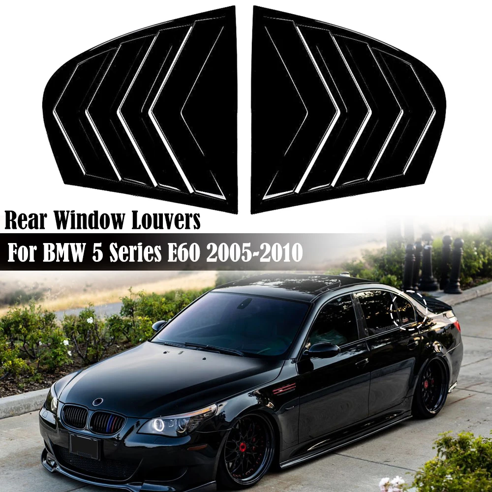 2PCS ABS Auto Heckscheibe Lamellen Abdeckung Für BMW 5-Serie E60 2004-2010 Air Vents windschutzscheibe Hinten Fenster Vent Shutter Spoiler Abdeckung Image