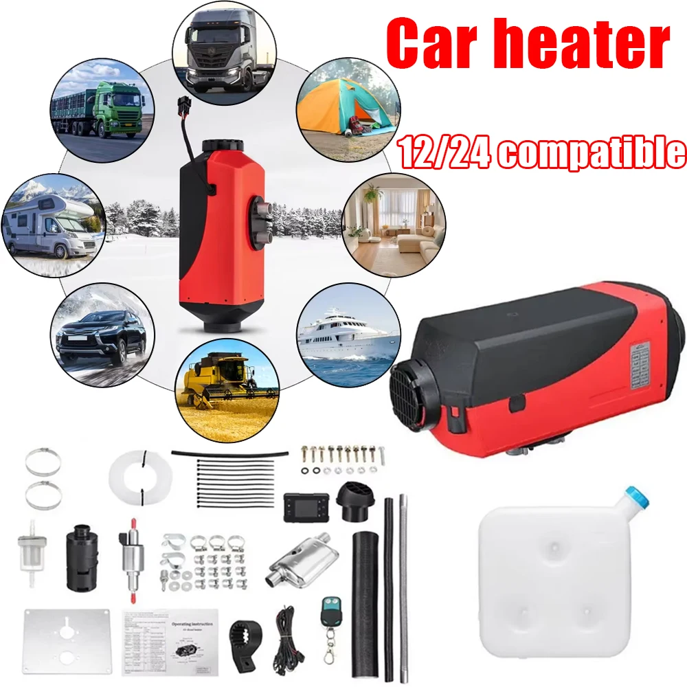 2/5 kW Diesel-Lufterhitzer, 12 V/24 V, kompatibel mit 10 l Tank, Diesel-Standheizung, LCD-Display und Fernbedienung für LKWs und Boote Image