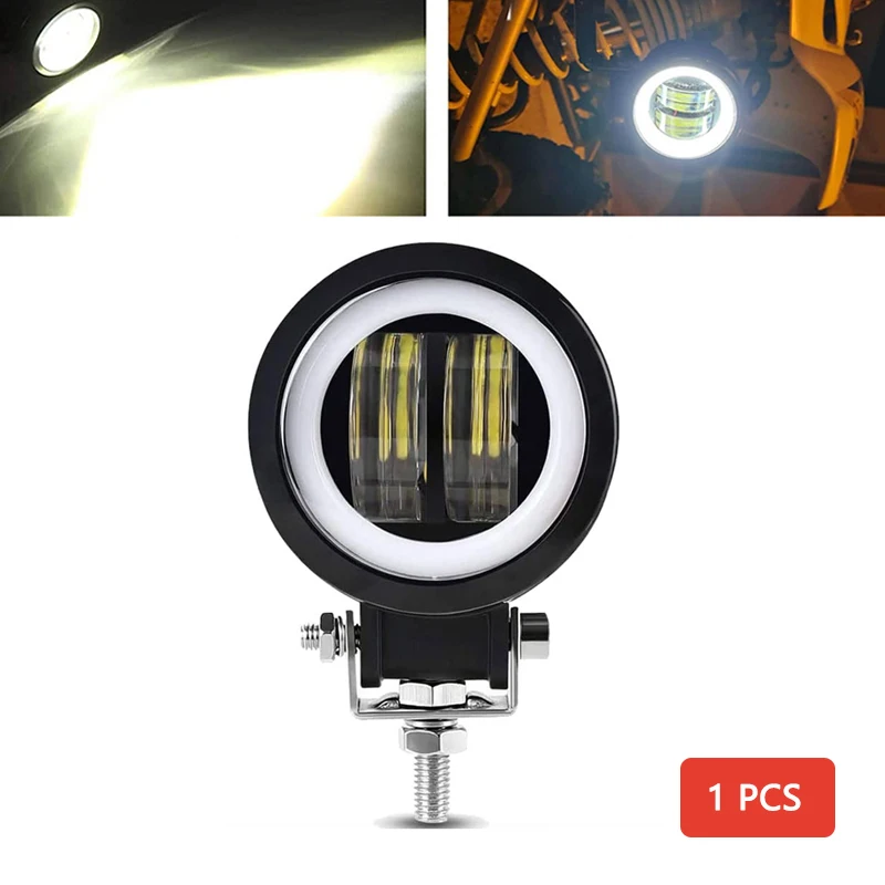 1 pz moto impermeabile rotondo angelo occhi luce a LED faretti portatili moto fuoristrada camion guida auto barca luce da lavoro
