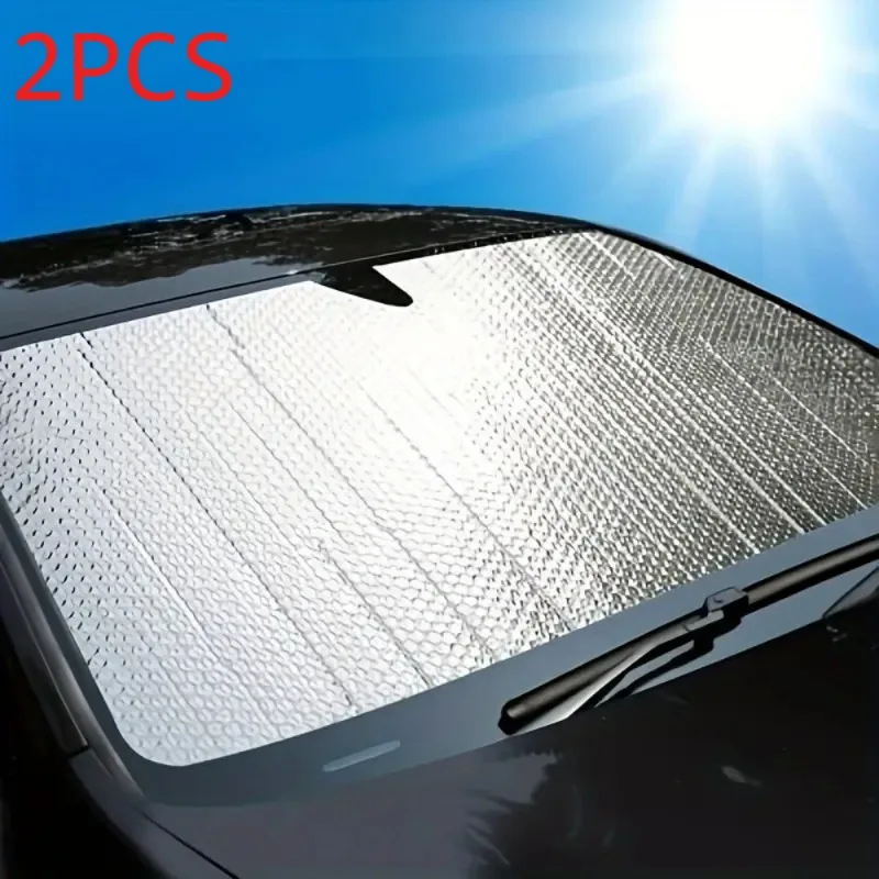 Ganzjahres-Sonnenschutz für die Frontscheibe des Autos (2 Stück) – Sonnenschutz und Wärmeisolierung, hergestellt aus strapazierfähigem Kunststoff Image