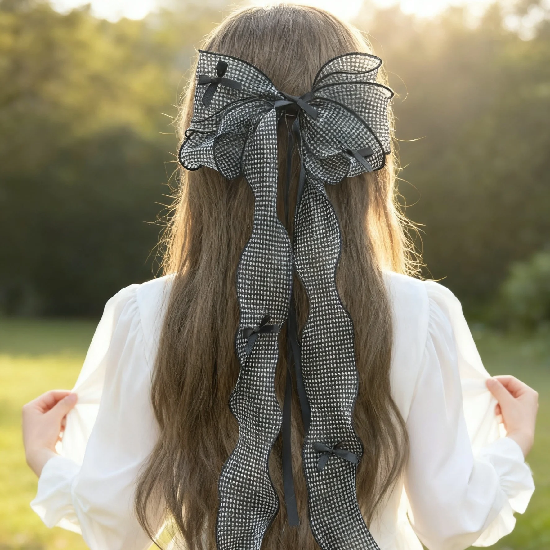 1pc Süße Bogen Spitze Band Frühling Haar Clip Für Frauen Mädchen Mode Nette Schwarze Headwear Haar Zubehör Einfache Haar barrettes Image