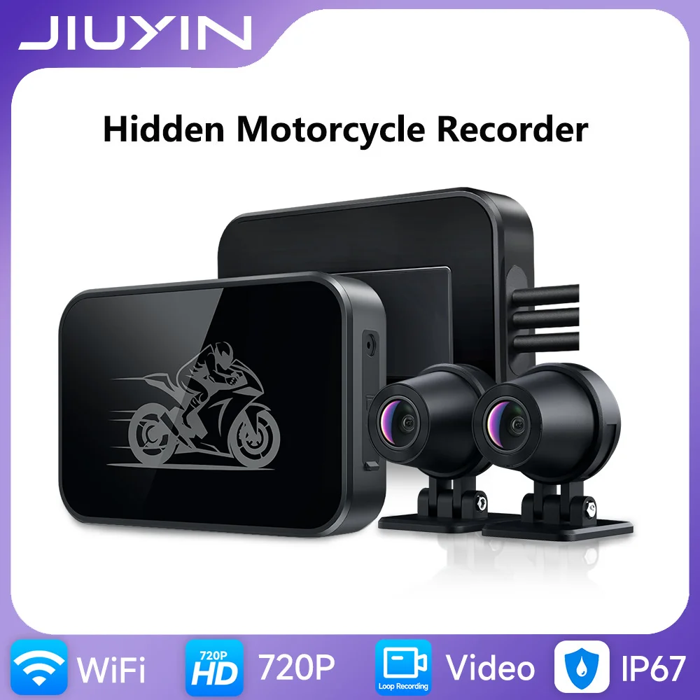 Registratore per telecamera d'azione per moto Frontale e retrovisore Impermeabile Doppio DVR completo per moto Dash Cam Visione notturna WiFi Smart Connect