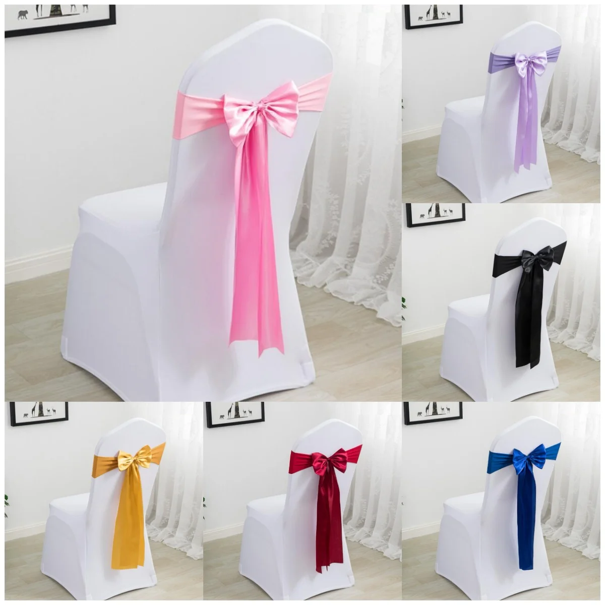 Rosa Farbe, Hochzeitsdekoration, Geburtstagsparty, Stuhl, Schärpen, fertige Fliege, Spandex, Stretchbänder, Knoten, Hotel, Tagungsraum Image
