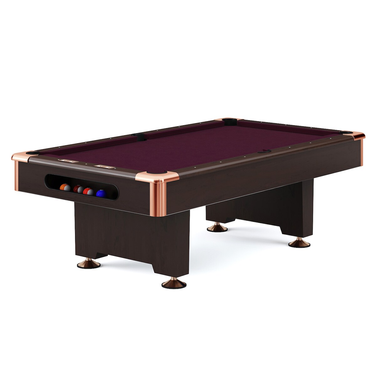 Automaten Hoffmann Billardtisch "Club Pro III" Dekor Nussbaum, Simonis 860, Wine, 7 ft (Spielfeld 198x99 cm) Image