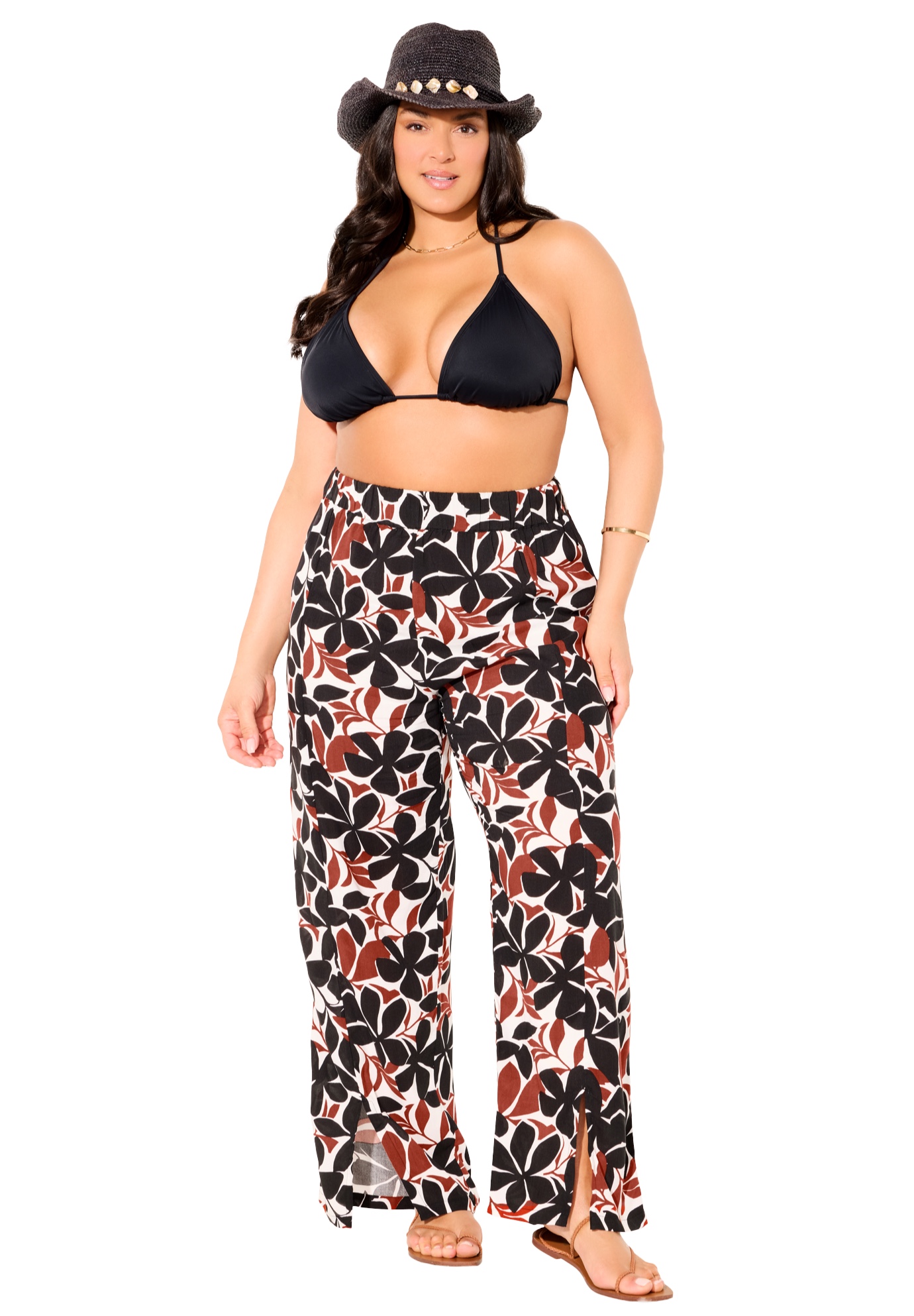 Plus Size Women's Elastic Waist Lounge Cover Up Pant by Swimsuits For All in Island Simplicity (Size 18/20)