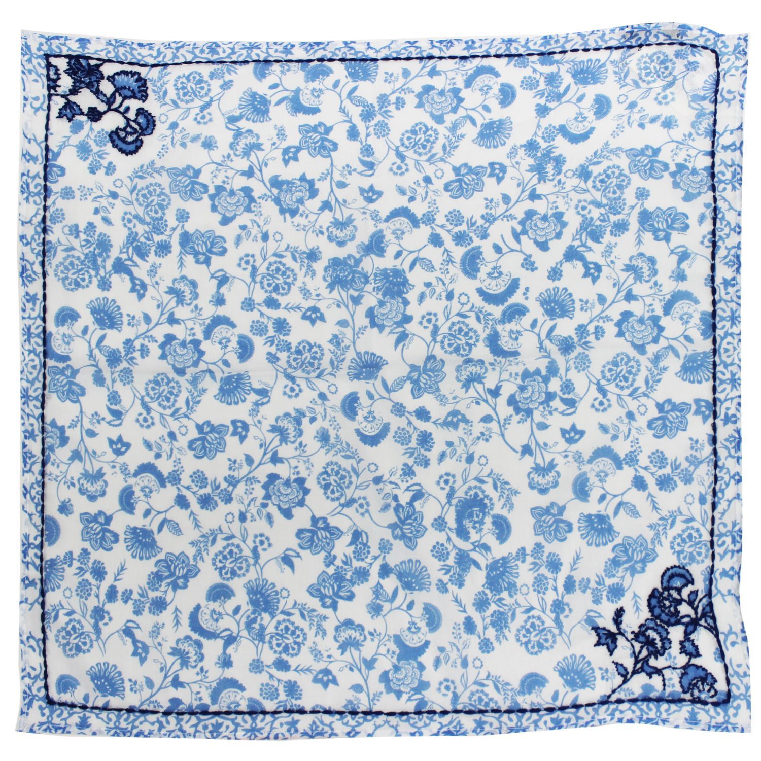 Women's Vintage-Inspired Blue Floral Square - Blue by Vismaya in Blue (Size ONE SIZE)