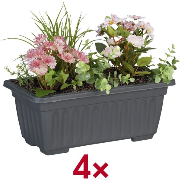 relaxdays 4er-Set Blumenkästen schmal Image