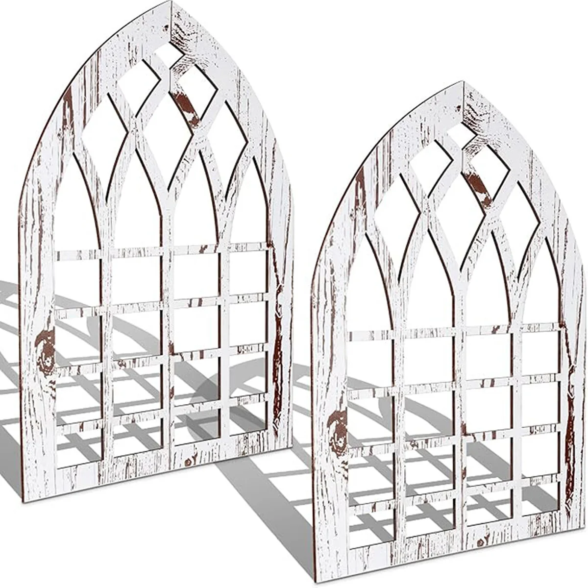 2 Stück einfache Landfensterrahmen Holz Wanddekoration Bauernhaus Wanddekoration gewölbte Fenster Wanddekoration