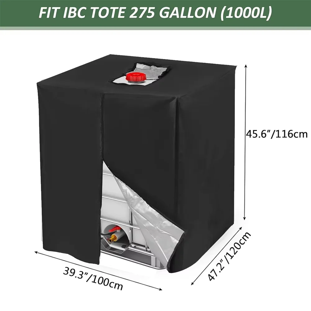 210D Oxford Cloth IBC Tote Cover mit Reißverschluss – für 275-Gallonen-Wassertanks, wasserdicht, sonnen- und regenbeständig und staubdicht Image