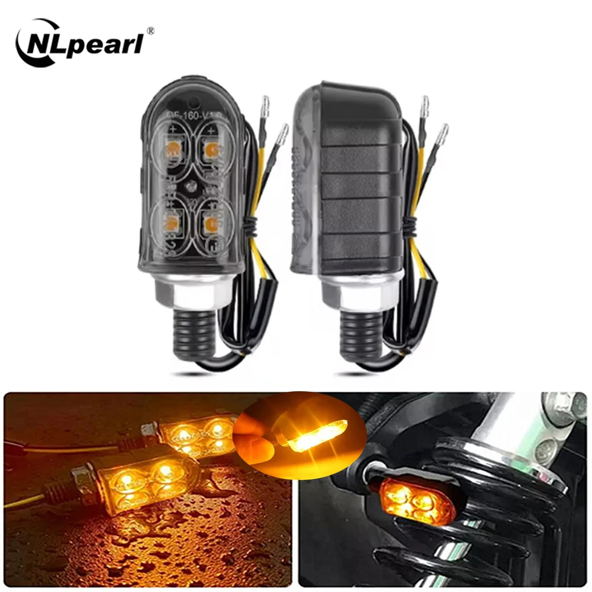 2 pz 8mm Moto Mini LED Indicatori di direzione Ambra Che Scorre Segnale Direzionale Lampada Intermitentes Moto Per Strada Dirt Bike