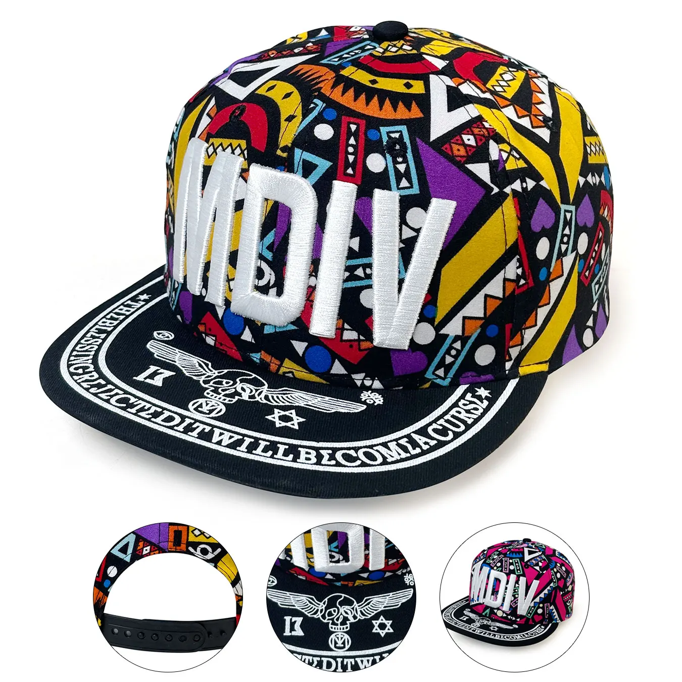 Mit Buchstaben bestickte Baseballkappe, trendige Hip-Hop-Schirmmütze, personalisierte Hip-Hop-Mütze mit flacher Krempe, Unisex, verstellbare Größe, Outdoor-Casual-Mode-Sonnenhut, geeignet für Outdoor-