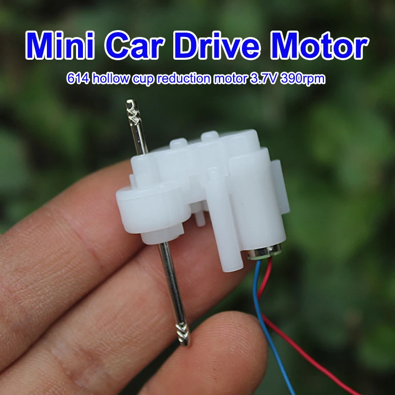 614 Coreless Gear Motor at 390RPM: Dual Shaft Micro Motor for DIY Hobby Toy Cars, DC 3.7V