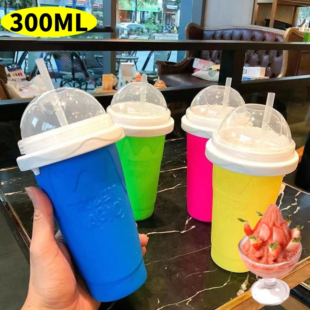 Hausgemachte Smoothie-Tasse, schnell gefrorenes Eis, Milchshake-Flasche mit Deckel, Sommer-DIY-Saft-Eisbecher, gefriert, tragbar, Squeeze Slushi Image