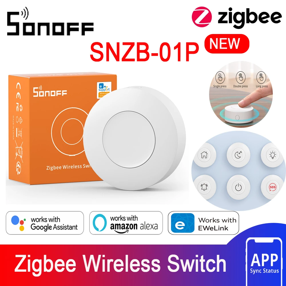 SONOFF SNZB-01P Interruttore wireless Zigbee Azione pulsante personalizzato Supporto scena intelligente NSPanel Pro, ZB Bridge Pro e ZBDongle-E