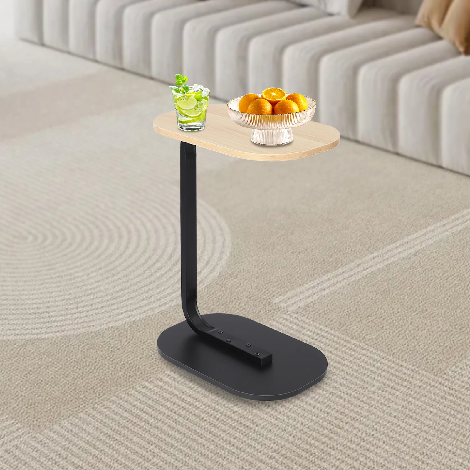 C-förmiger Beistelltisch, kleiner Couchtisch, moderner Sofatisch für Wohnzimmer, Schlafzimmer, Arbeitszimmer