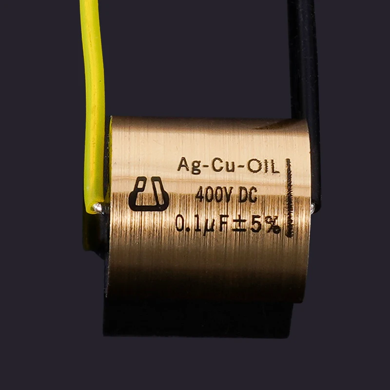 1 stücke Kupfer folie Öl-Imprägniert Silber Pin Polar Kondensator HIFI Audio DIY Schleifen Mühle Frequenzteilung Kupplung MKP Image