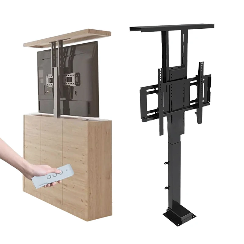 Elektrischer Lift-TV-Ständer für 32-80-Zoll-Displays. Beweglicher Lift-LCD-TV-Ständer. Versteckter elektrischer Hubständer. Kaltgewalzter Stahl Image