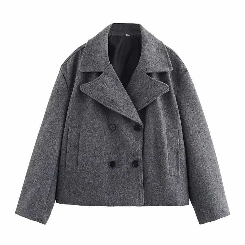 Automne lâche laine Cardigan hiver recadrée veste pour femmes manteau court Tweed manteau chaud vêtements d