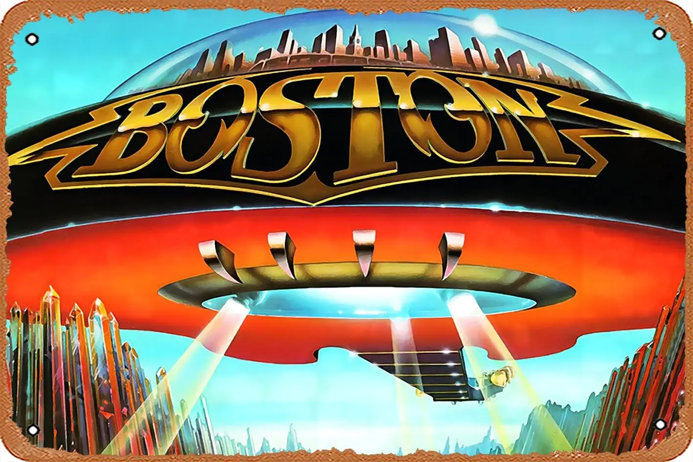 Boston Dont Look Back Classic Rock Poster Eisen Malerei Wand Poster Metall Band Blechschilder Retro Garage Plakette Dekorative Wohnzimmer R Image