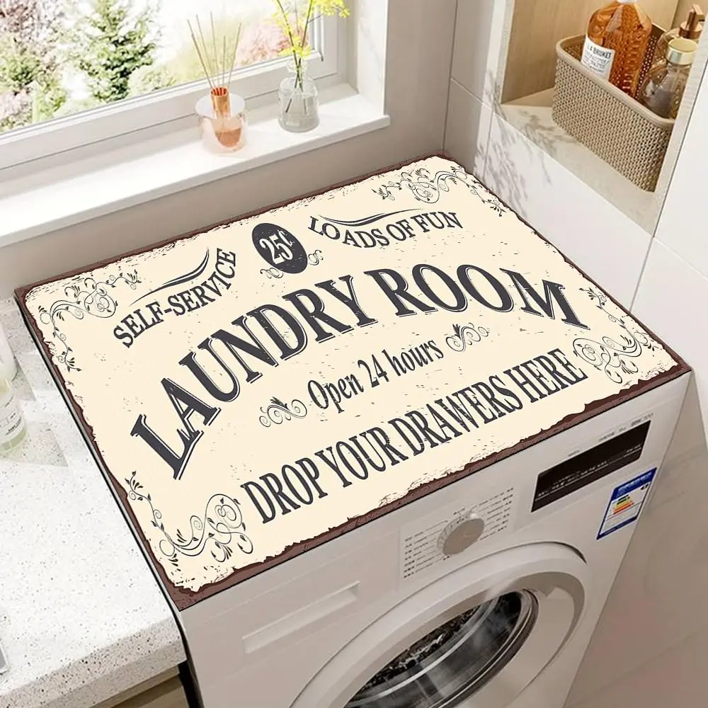 VIKAMA Washer and Dryer Covers for the Top Non-slip Dryer Top Protector Mat Dust-proof Washing Machine Cover Laundry Room Decor