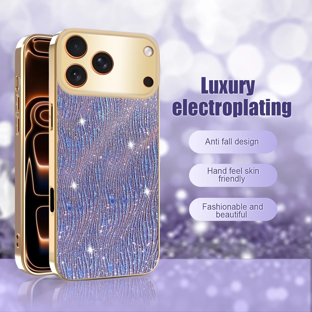 Water Ripple Electroplated Soft Case For iPhone 17 Pro Max 17Pro 17Air 17 Silicone Mobile Phone Cover Shockproof Protective Case