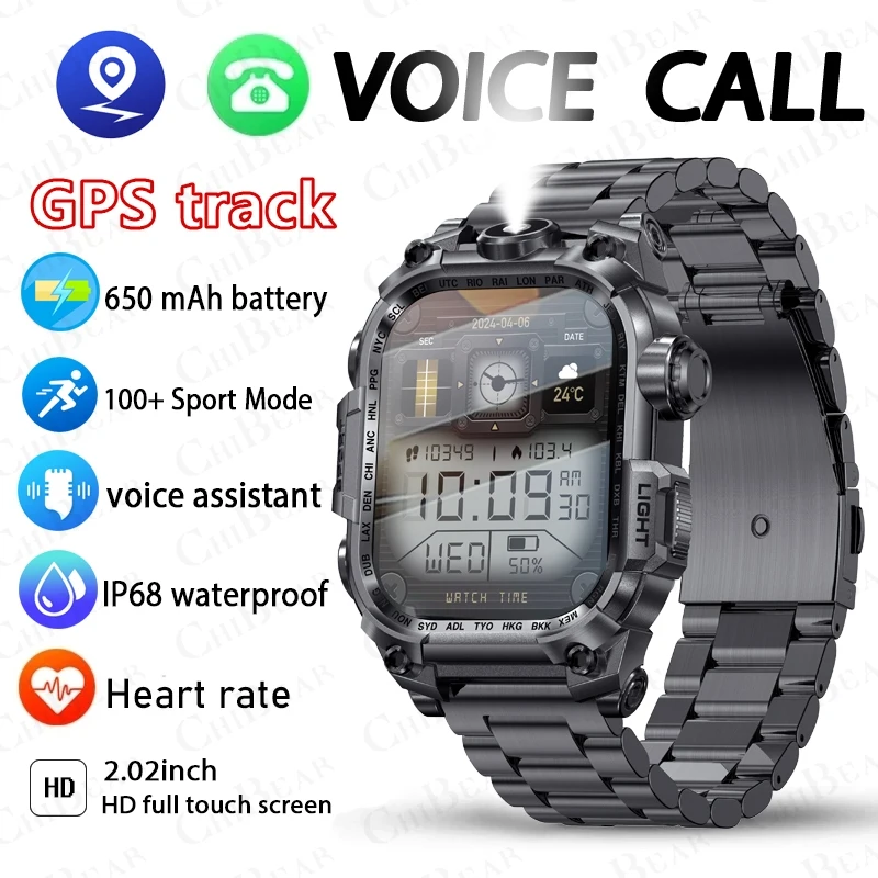 Für huawei xiaomi smartwatch gps outdoor sport nfc bluetooth anruf wasserdichte uhr led licht 650 mah batterie smart watch männer Image