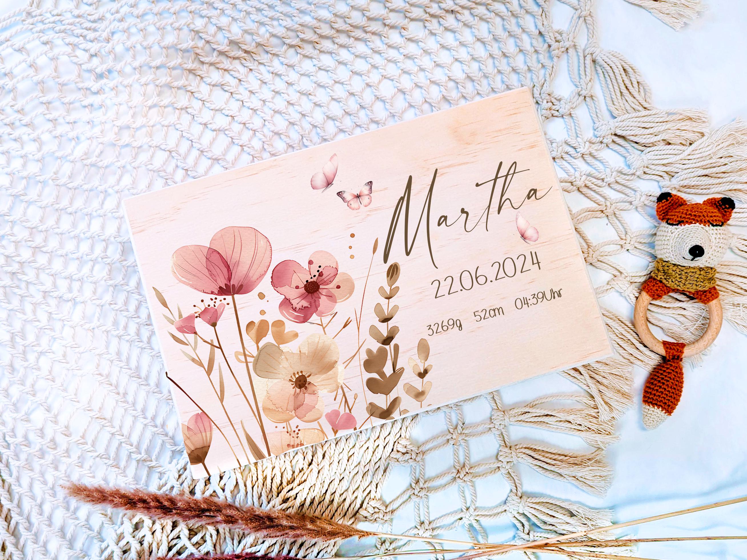 Scatola dei ricordi per neonati con nome, scatola dei ricordi, scatola di legno con nome, regalo personalizzato per la nascita, scatola dei ricordi in