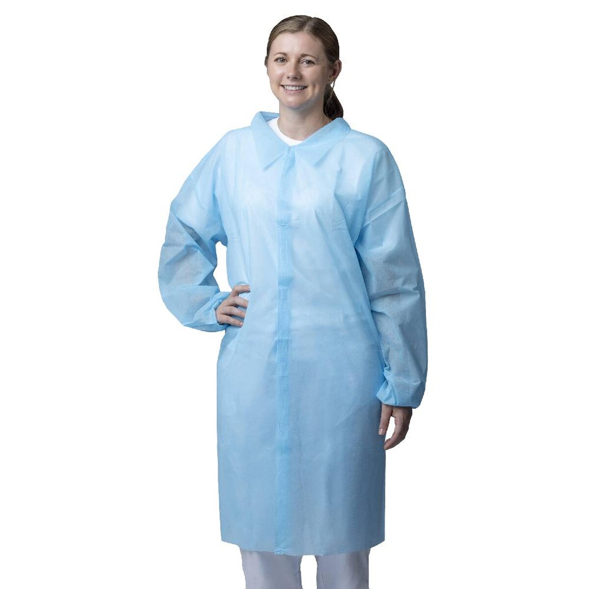 MCD Medical Care Dental GmbH PP-Besuchermantel Nitras blau | Gr. XL | 50 Mäntel mit Hemdkragen Image