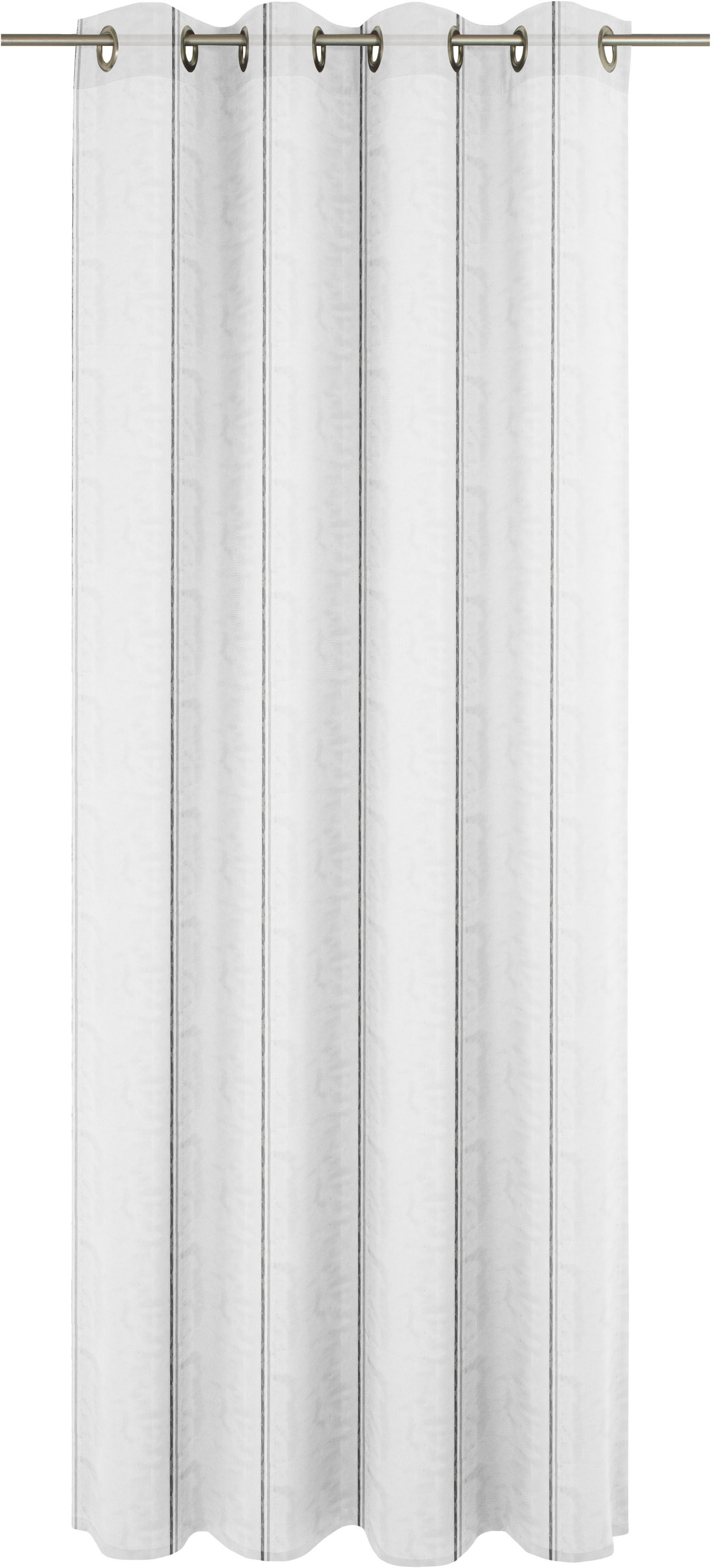 Gardine WIRTH "Chloé", grau (grau, weiß), B:550cm H:245cm, Polyester, Gardinen, Fertigstore mit Ösen (Ø 4 cm) nach Maß Image