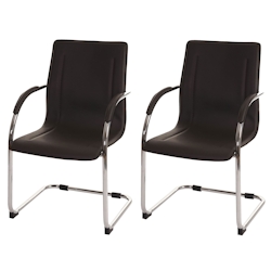 PROREGAL 2er-Set Konferenzstuhl Sammy HxBxT 93x56x56cm Sitzhöhe 47cm Besucherstuhl Freischwinger Braun Image