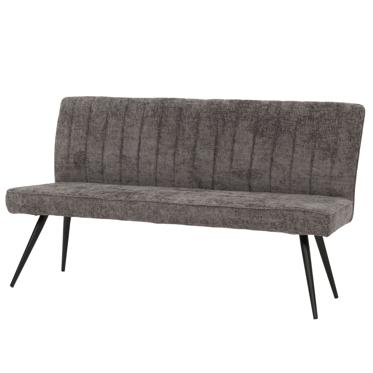 BERLINLODGE Sitzbank HxBxT 90x160x60cm Sitzhöhe 48cm Rückenlehne Stoff/Textil Chenille Metall 160cm Grau-Braun Esszimmerbank Bank Polsterbank Image