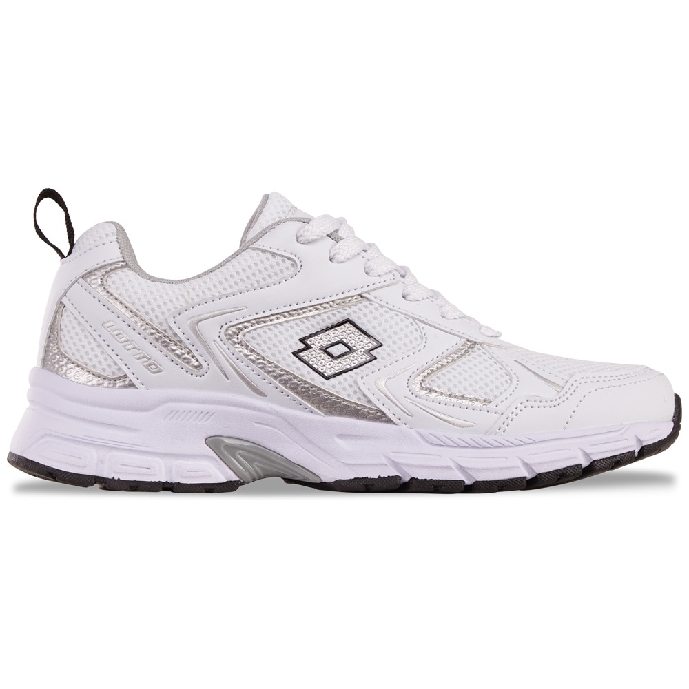 Sneaker LOTTO, Damen, Gr. 43, weiß (weiß, silber), Kunstfaser, Synthetik, metallic, Schuhe Sneaker, - besonders leicht & bequem