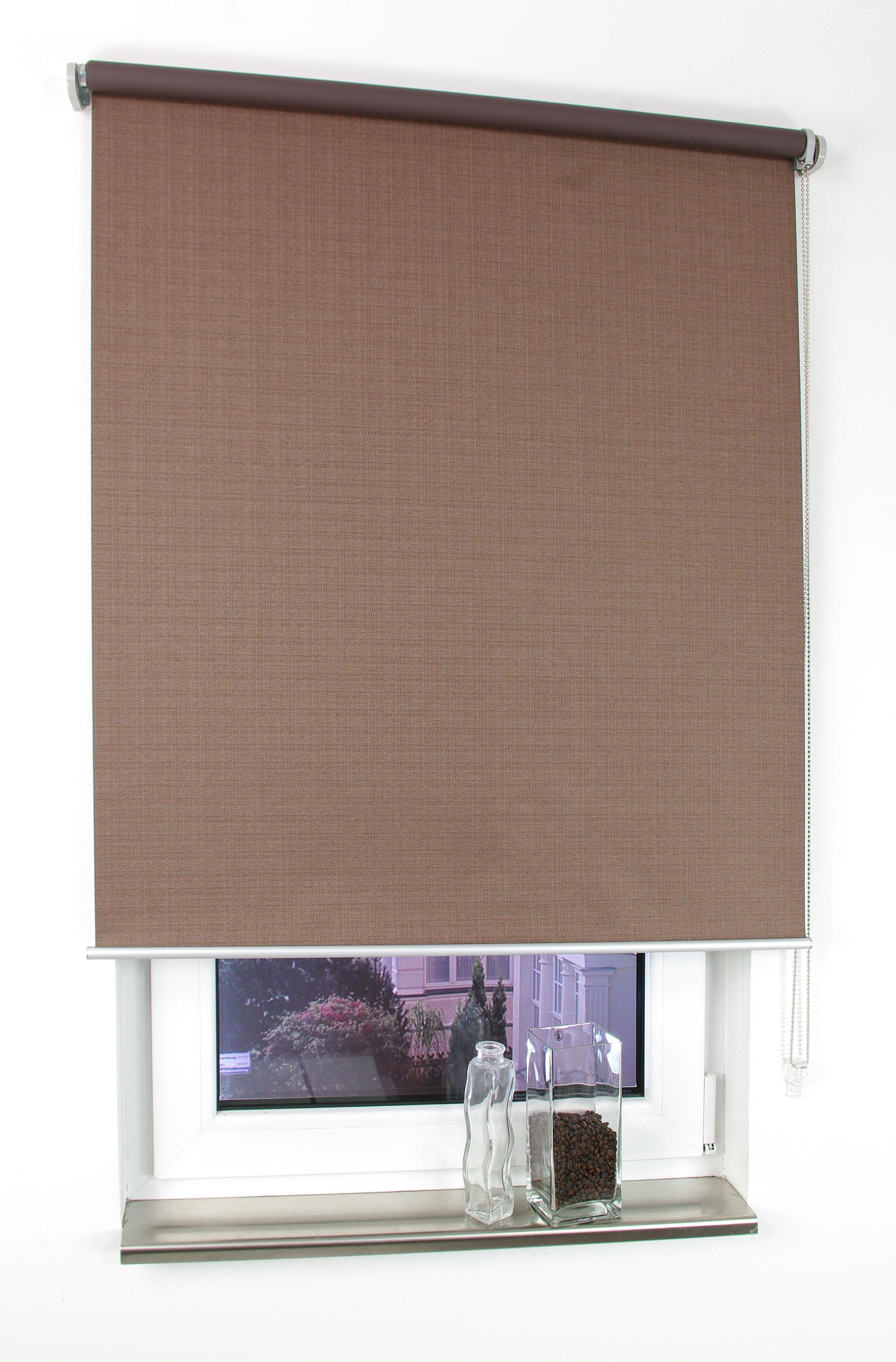 Seitenzugrollo LIEDECO "Struktur" Gr. 4, braun, B:122cm H:175cm, Polyester, Rollos, Uni, im Festmaß Image