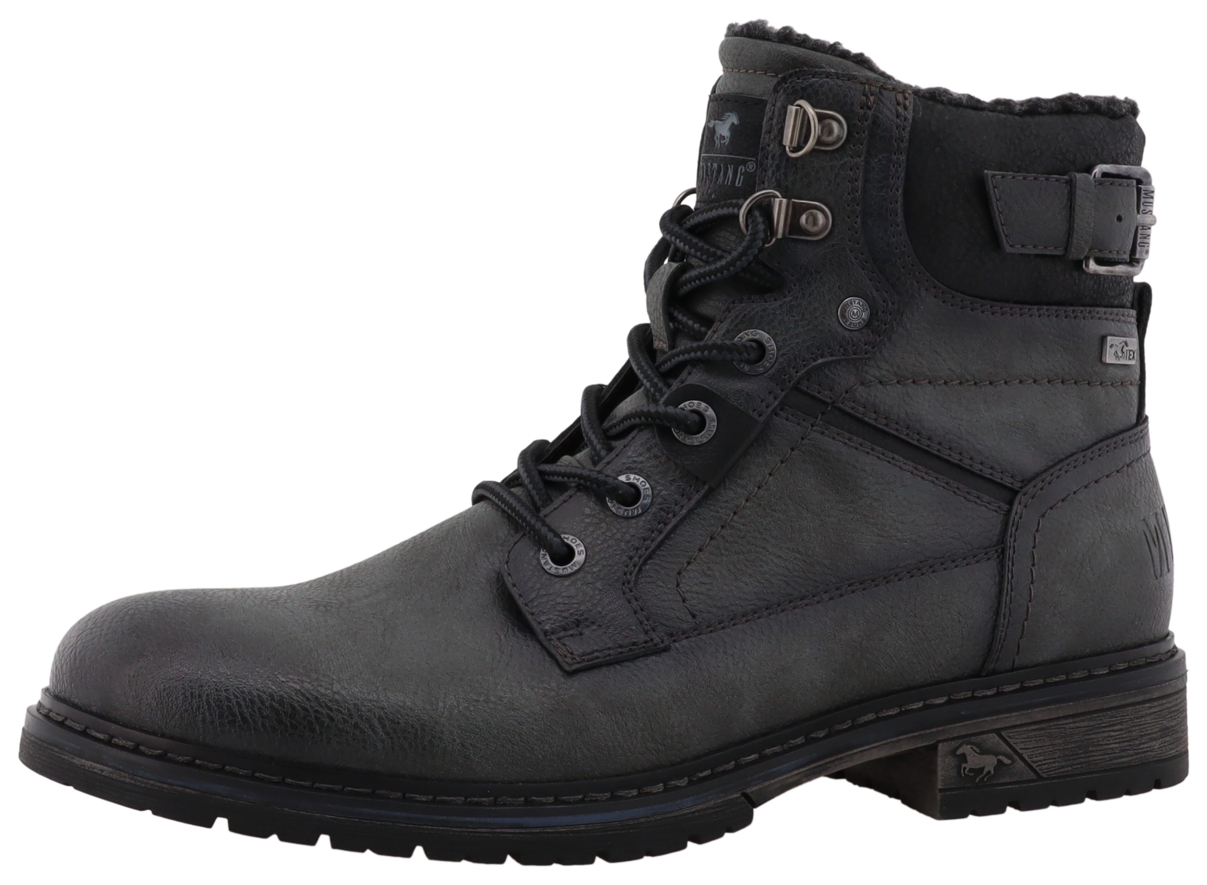 Winterboots MUSTANG SHOES "Marcas", Herren, Gr. 45, grau (dunkelgrau), Lederimitat, Basic, Schuhe Winterboots, Business Stiefel, Boots mit Warmfutter