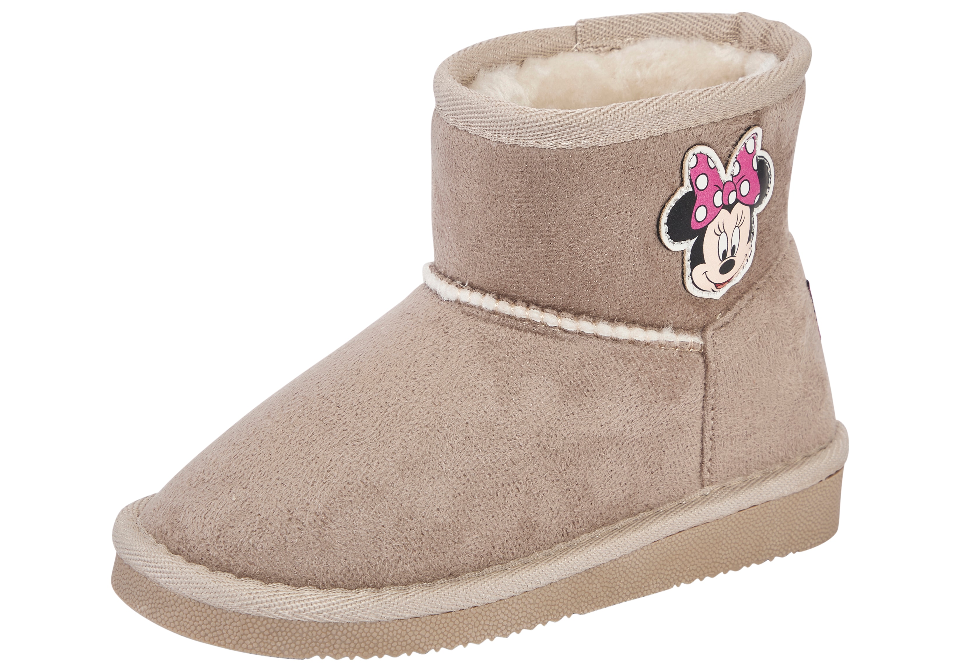 Schlupfboots DISNEY "MINNIE", Mädchen, Gr. 27, taupe, Textil, Schuhe Schlupfboots, Winterschuhe, Winterboots, Snowboots, Schlupfstiefel, gefüttert