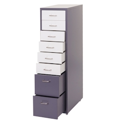 PROREGAL Rollcontainer Housten HxBxT 110x28x41cm 8 Schubladen Dunkelgrau Weiß-Dunkelgrau Schubladenschrank Stahlschrank Image