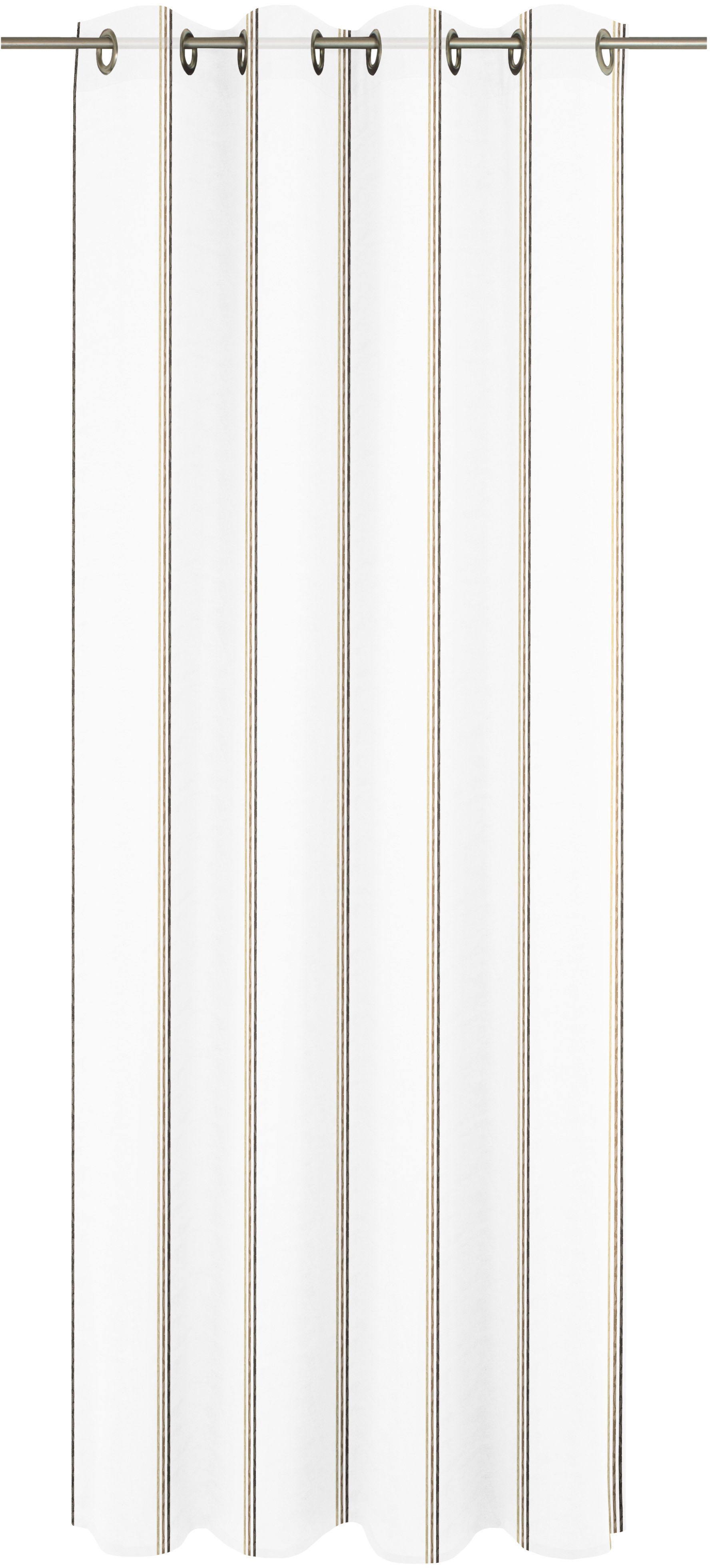 Gardine WIRTH "Chloé", braun (braun, weiß), B:700cm H:245cm, Polyester, Gardinen, Fertigstore mit Ösen (Ø 4 cm) nach Maß Image