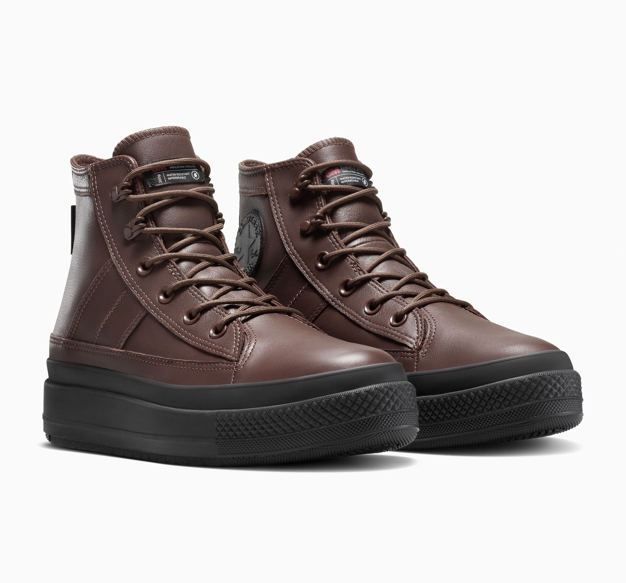 Sneakerboots CONVERSE "CHUCK TAYLOR ALL STAR EQUIP WP BOOT", Herren, Gr. 46,5, totally fudged, totally fudged, schwarz, Leder, Schuhe Sneakerboots, Winterschuhe, Schnürboots, Sneaker, wasserdicht, gefüttert