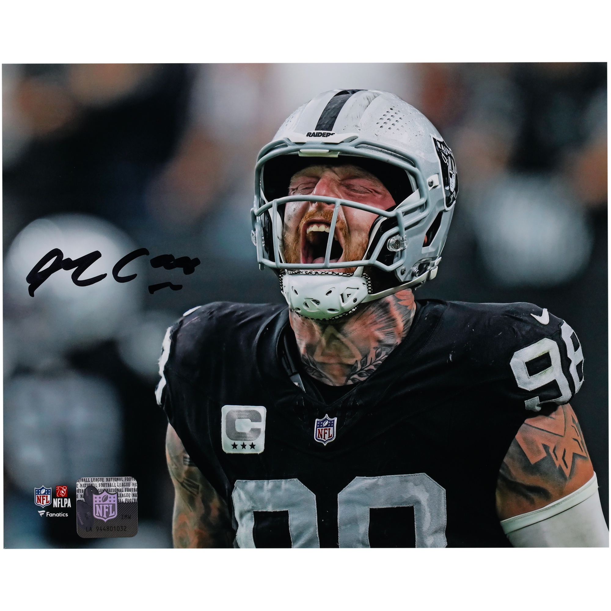 Signiertes Scream-Foto von Maxx Crosby, Las Vegas Raiders, 20,3 x 25,4 cm Image