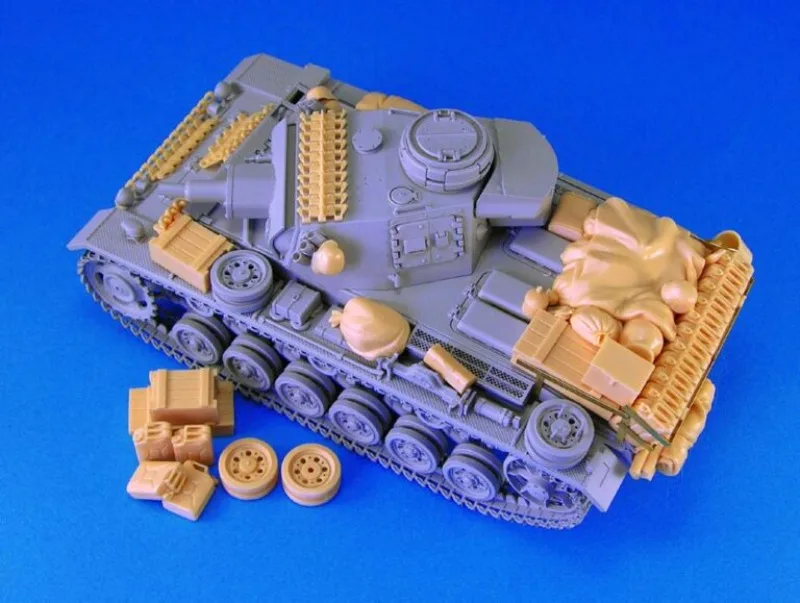 Kit assemblato modello in resina pressofusa in scala 1/35 Set di stoccaggio per serbatoio tedesco Pz.Kpfw.III (senza serbatoio) smontato e non verniciato