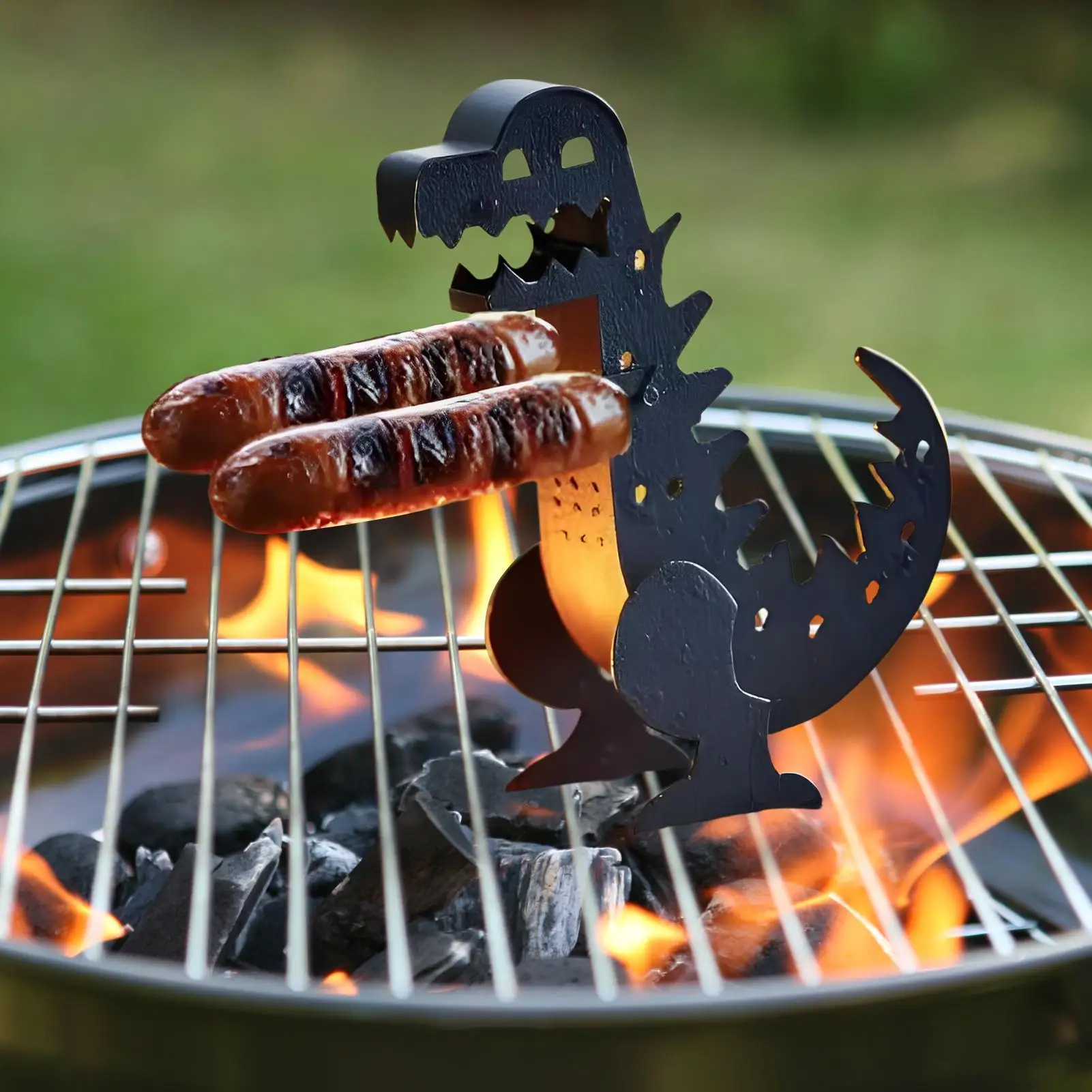 Lustige Dinosaurier Form Grill Hot Dog Roller Hot Dog Grill Grill BBQ Rack Tragbare Camping Outdoor Grillen Kochgeschirr Werkzeuge Image
