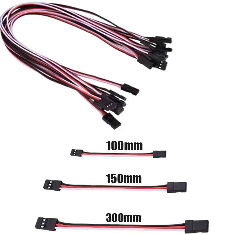 8/10 Stück Servo-Verlängerungskabel, 100 mm/150 mm/300 mm Stecker auf Stecker, Flugsteuerleitung für JR-Stecker, ferngesteuertes Flugzeugkabel Image