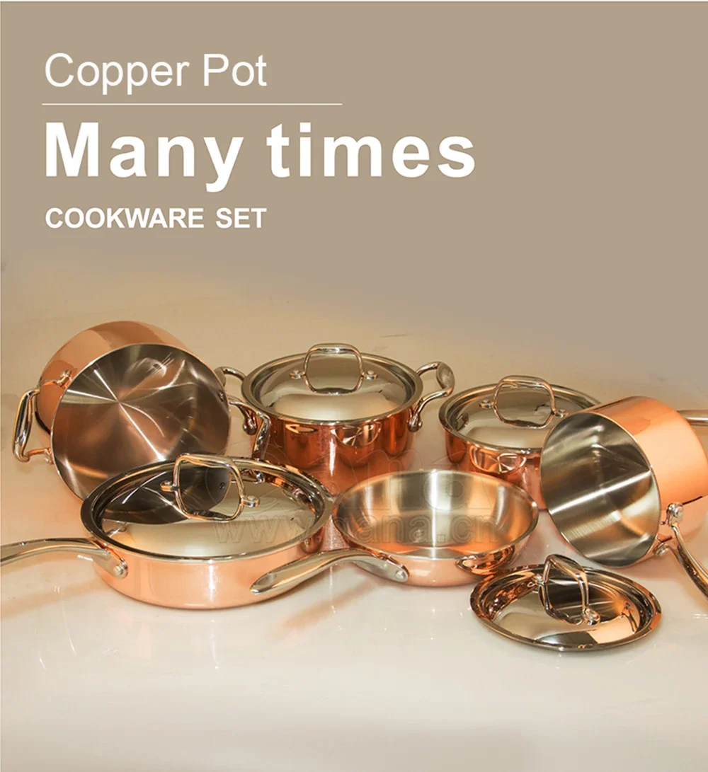 QANA Factory Großhandel OEM Kupfer Topf Set Edelstahl Kochgeschirr Küche Kochtopf Suppe & Lagertöpfe Bratpfanne Utensilien Image
