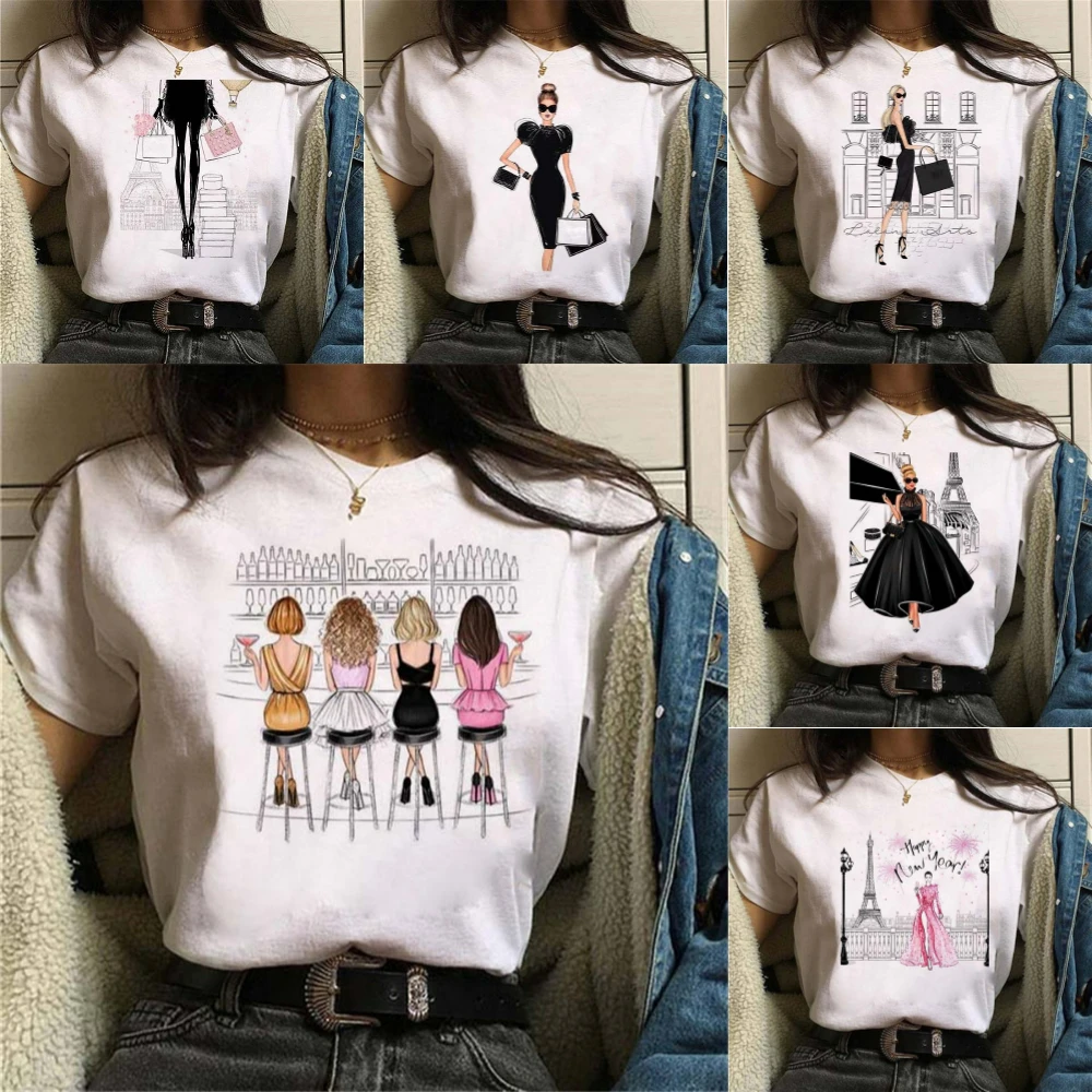 Mode Paris Reise Dame Print T Shirt T-shirts Casual Rundhals Kurzarm T-shirt Plus Größe T-shirt Streetwear Täglichen Kleidung