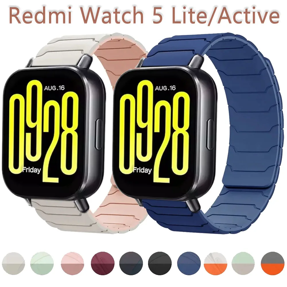22/20 mm weiches Silikonarmband für Xiaomi Redmi Watch 5 Lite/Active Armband Armband für Redmi Watch 3 Lite/Active Magnetic Band Image
