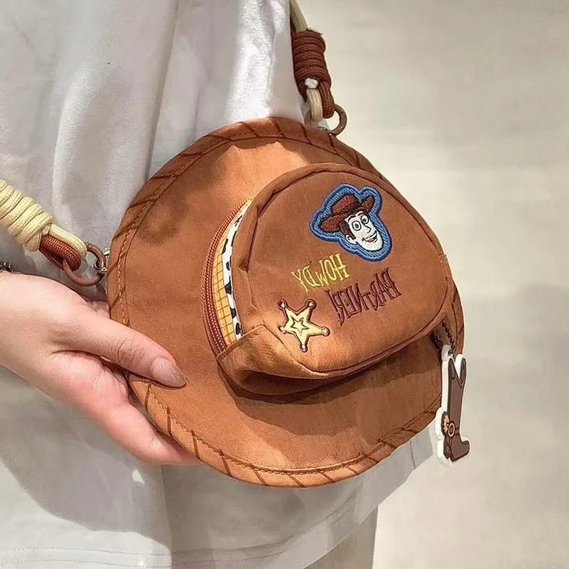 Disney Toy Story Woody Cowboy chapeau sac à bandoulière dessin animé amusant mode polyvalent à la mode sac de téléphone portable Anime enfants sacs à bandoulière