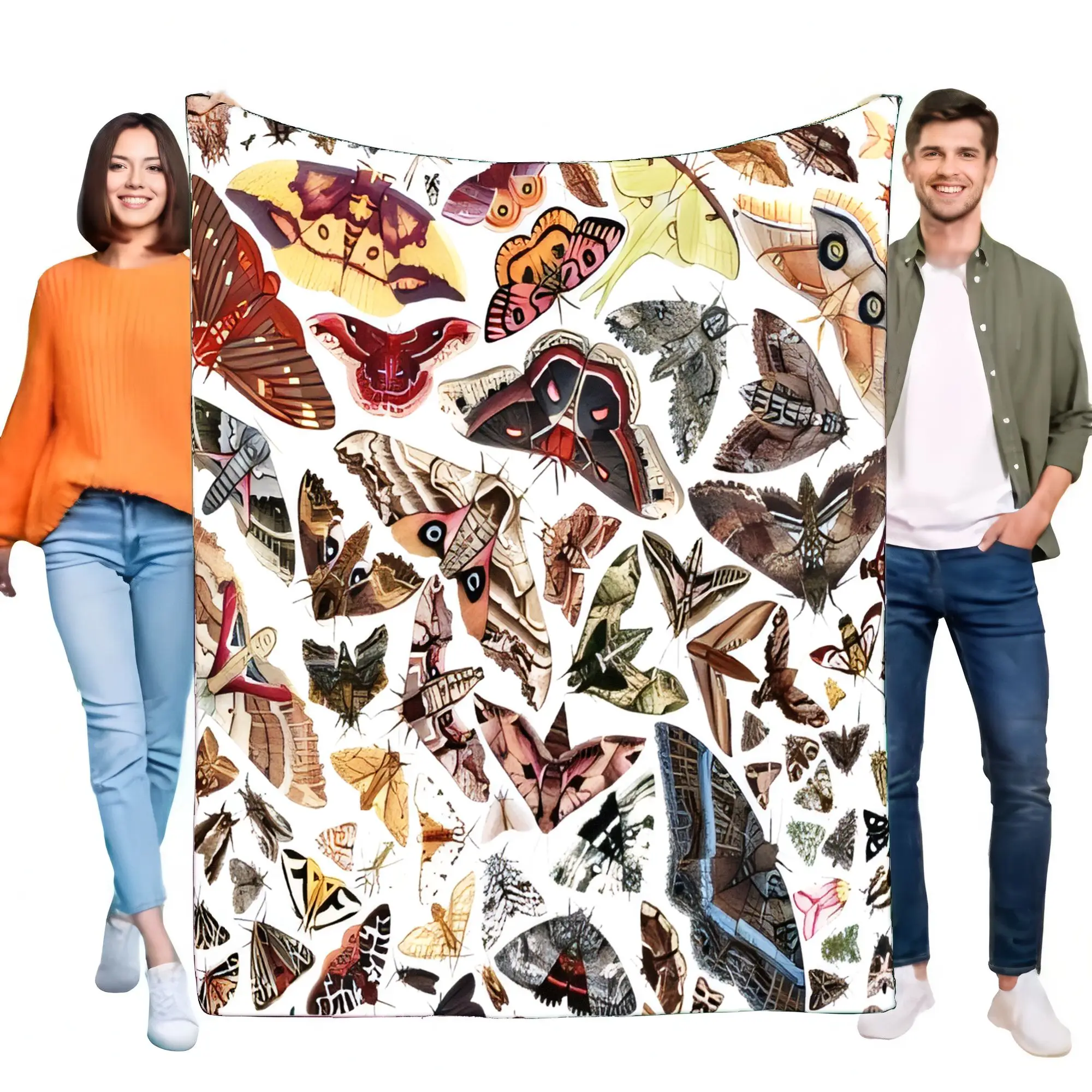 Decke mit Vintage-Schmetterlingsdruck, weich, gemütlich, dekoratives Sofa-Accessoire für Zuhause, ideales Geschenk für Naturliebhaber Image