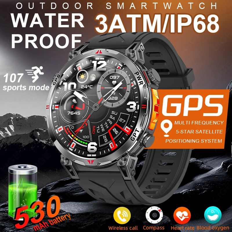 2026 neue Premium-GPS-Smartwatches, Outdoor-Höhenmesser, Barometer, AMOLED-Bildschirm, integrierter GPS-Kompass, Militärsport-Smartwatch für Herren Image